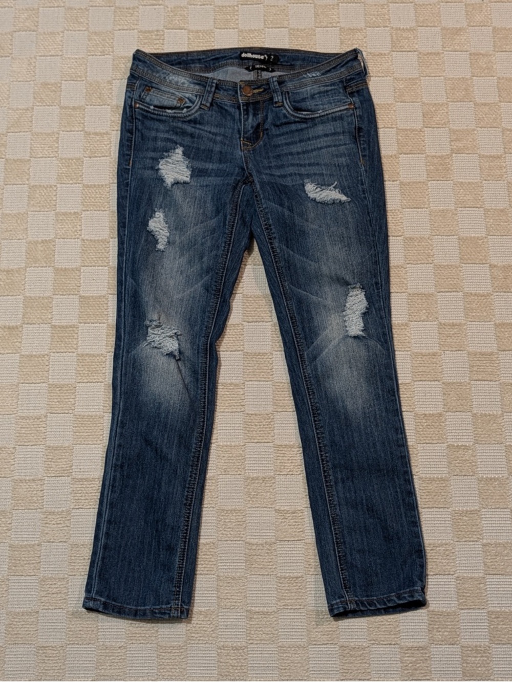 Dollhouse Women’s Sienna Distressed Low Rise Bootcut Jeans Size 2